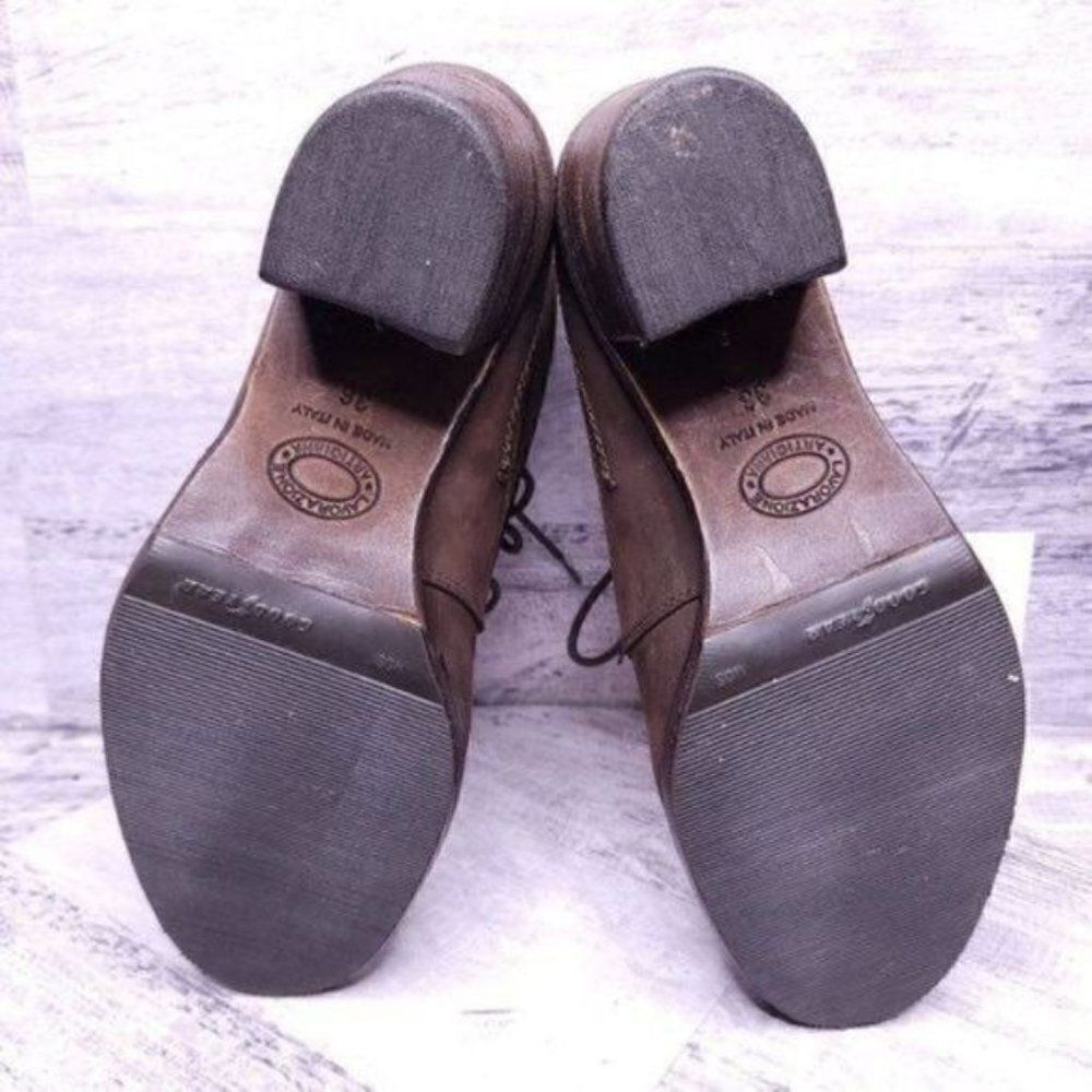 Barney's New York Leather Italian Heeled Oxford Boot Brown sz 36 Women's sz 5.5 - Picture 8 of 8